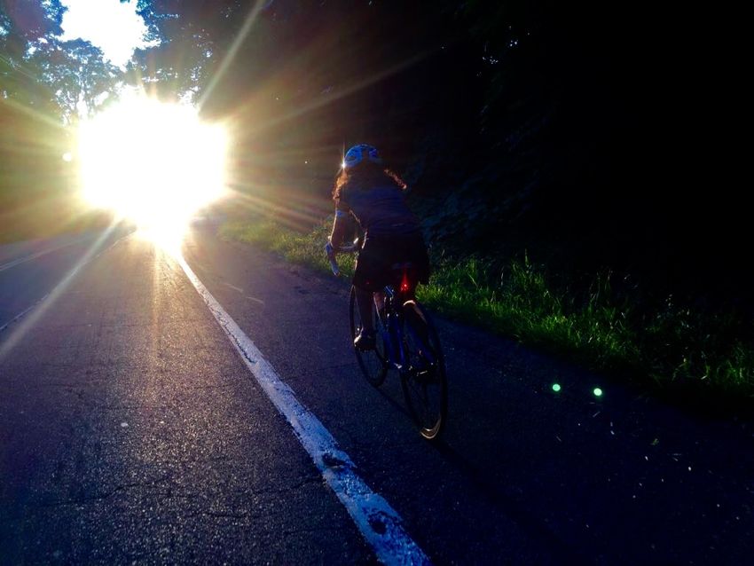 100 miles day ride in eastern long island: approaching home at sunset - august 2017 - photo by ksenia