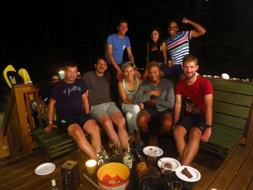 celebratory dinner after 100 miles ride - august 2017