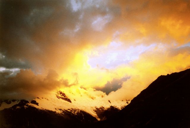 sunset from pisco base camp