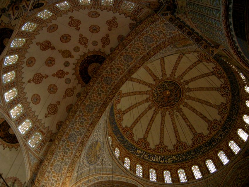 istanbul - ceiling detail of the blue mosque 